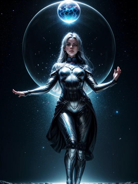 "cosmic entity": um ser com quatro olhos brilhantes, multiple arms, A breathtaking view from space reveals a twisted galaxy full of strange life forms and entities that humans understand. leviathan, 8k, lindo, dramatic scene