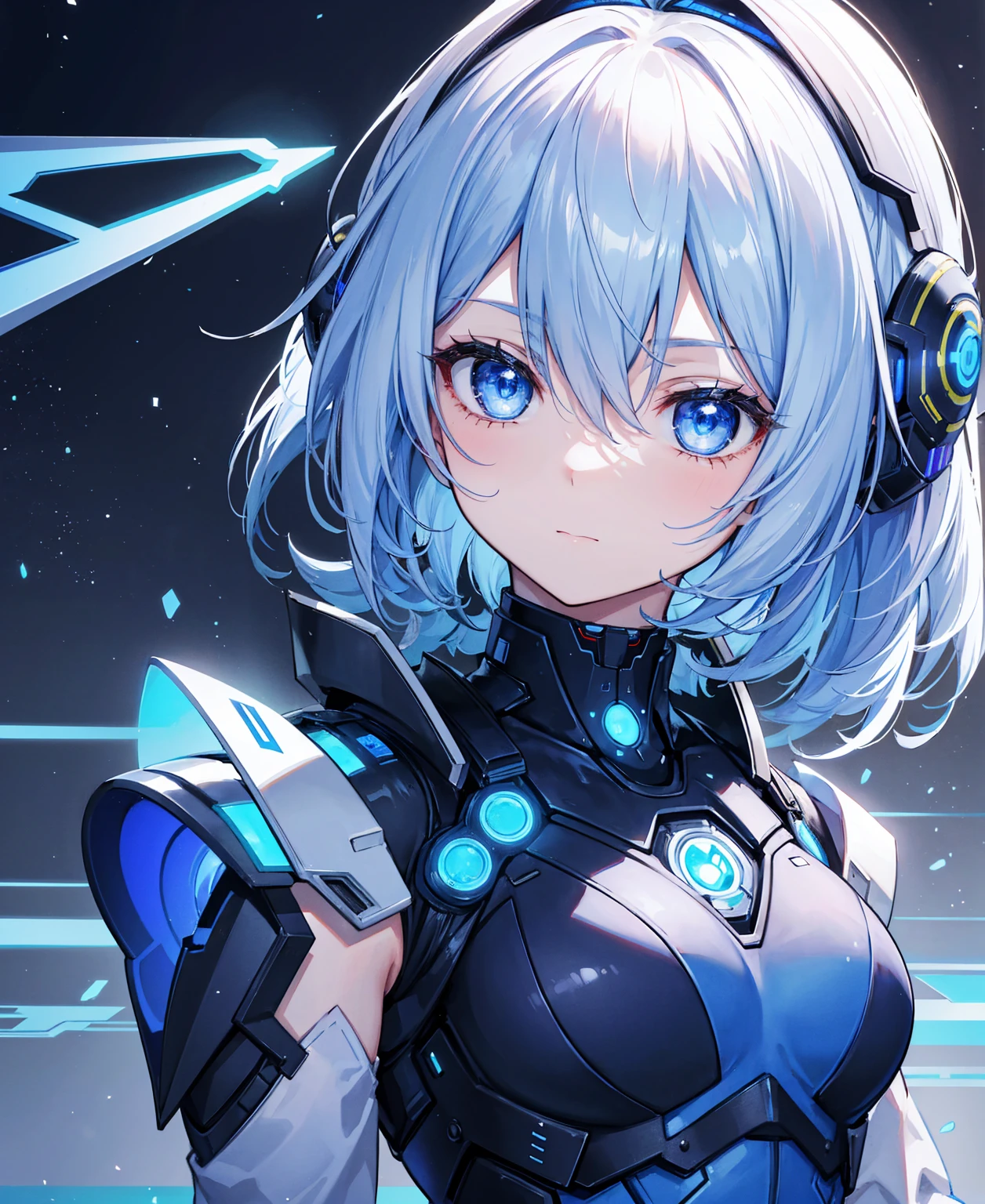 8k, highest quality, (real:1.4), Original photo, 1 girl, Asari Hair, Biological Amplifier, refined armor, posture: Peace talks between warring factions, smart blue eyes
