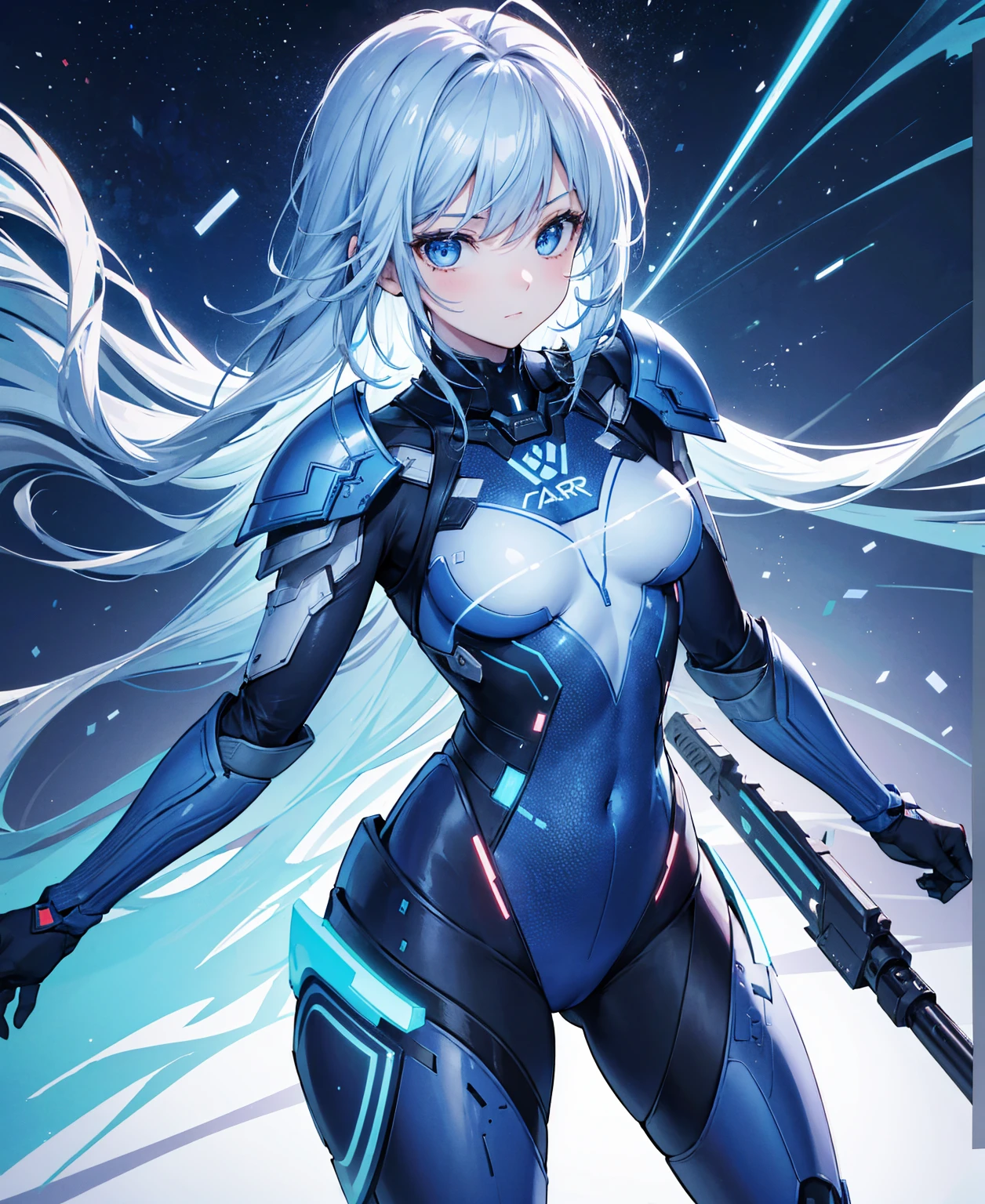 8k, highest quality, (real:1.4), Original photo, 1 girl, Asari Hair, Biological Amplifier, refined armor, posture: Peace talks between warring factions, smart blue eyes
