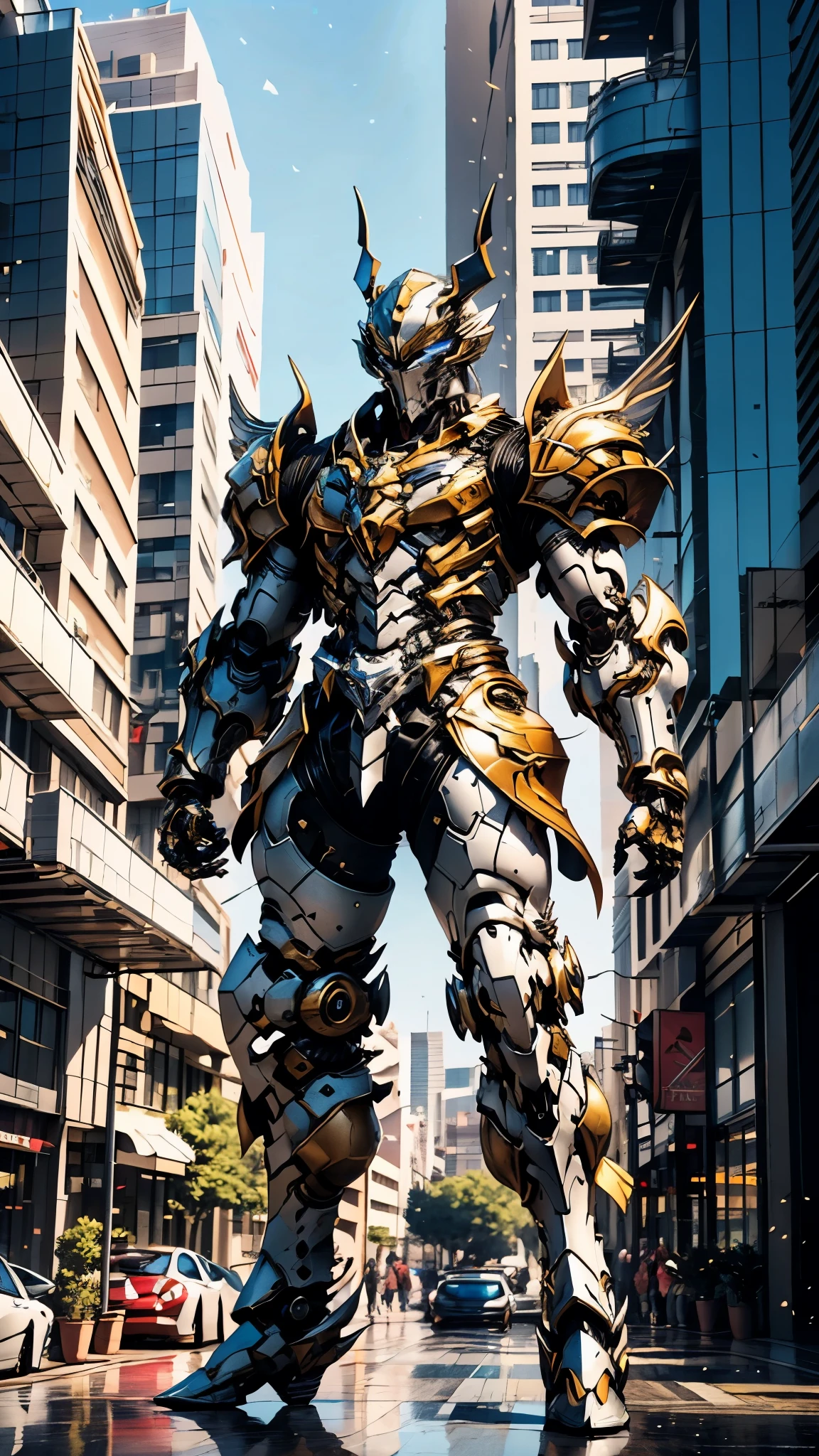 A man wearing a full-face helmet, a fantasy-style biotech armored combat suit, green eyes, (a composite layered chest armor), fully enclosed shoulder guards, matching arm and leg guards, the belt is adorned with Beetle-shaped gem, (the color scheme is primarily black with red accents), the design balances heavy with agility, a high-tech bio-mecha armor, (Dynastinae concept Armor, stand on the top of a skyscraper in a futuristic sci-fi city), this character embodies a finely crafted fantasy-surreal style armored hero in anime style, exquisite and mature manga art style, (element, plasma, energy, the armor glows), ((male:1.5)), metallic, real texture material, dramatic, high definition, best quality, highres, ultra-detailed, ultra-fine painting, extremely delicate, professional, perfect body proportions, golden ratio, anatomically correct, symmetrical face, extremely detailed eyes and face, high quality eyes, creativity, RAW photo, UHD, 32k, Natural light, cinematic lighting, masterpiece-anatomy-perfect, masterpiece:1.5