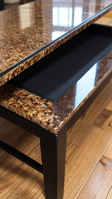 Coffee table, Med.1050x600x400, in imbuia stained with varnish
matte and top covered with black leather formica and 05mm glass.