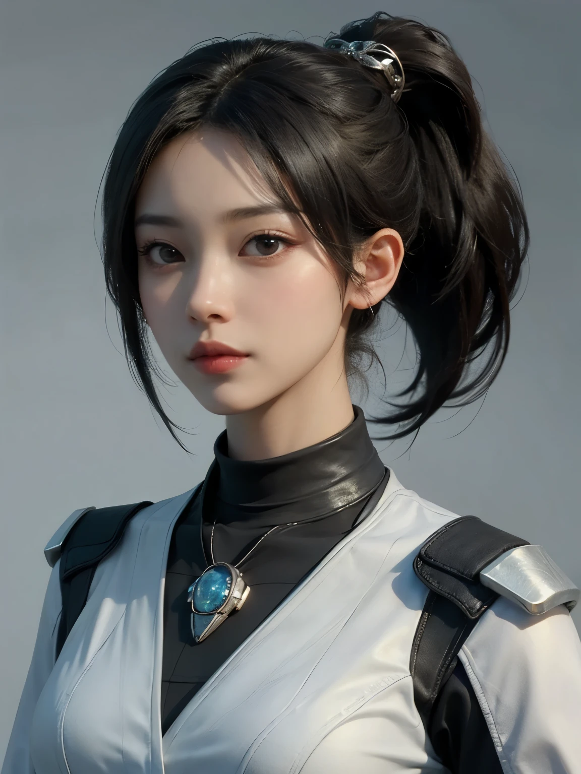 ((best quality)), ((masterpiece)), (detailed), perfect face. Black hair. Anime girl. Asian girl. Black eyes. Nipple