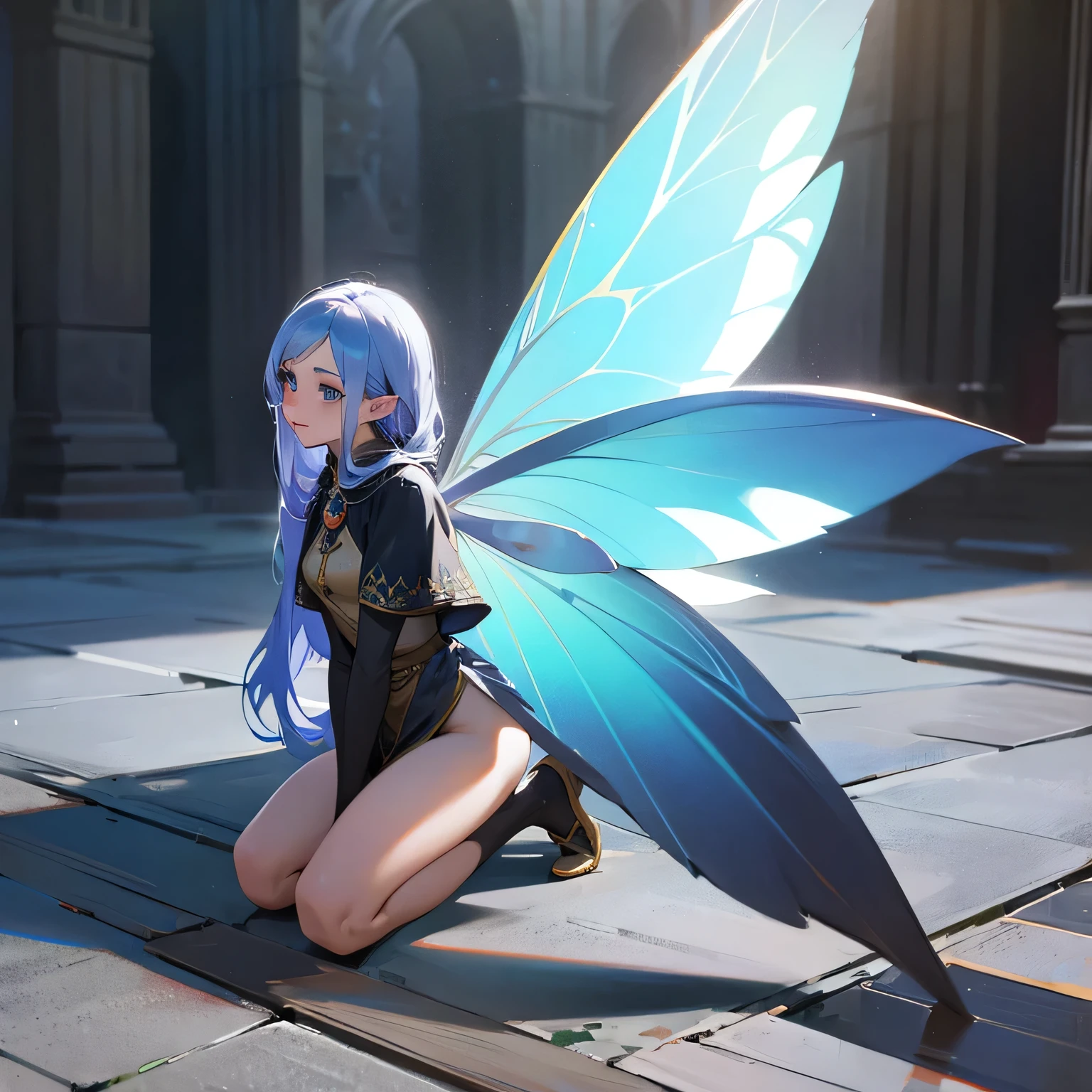 Fairy wing full body medieval girl semi realistic