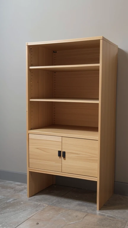 Low cabinet:
With an MDF shelf, forming two spaces with equal heights, with the possibility of height adjustment every 32 mm. Dimensions: 720 to 750 mm (height) x 450 to 500 mm (depth) x 800 mm (width).