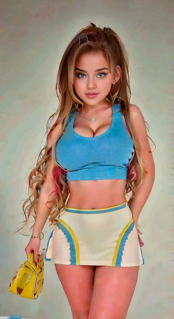 (masterpiece, best quality:1.2), 1girl, beutiful, gorgeous, babe, of 18 years old, busty, very large breasts, cute face, perfect body, 4K UHD, ultra realistic, photo realistic, (photography nobel), tshirt and mini skirt, (european)