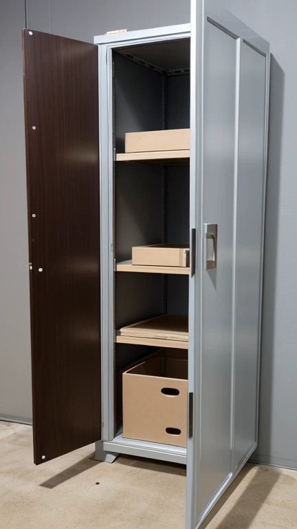 Steel cabinet with two doors, lock and three shelves forming four spaces:
– Dimensions: 1300 to 1900 mm (height) x 450 to 500 mm (depth) x 800 mm (width);
– SAE 1010/1020 steel sheets;
– Body and doors in 22 sheet metal (0.75 mm);
– Shelves and door reinforcement in 20 sheet metal (0.90 mm);
– Base in sheet 18 (1.25 mm);
– Hinges in sheet metal 14 (1.9 mm);