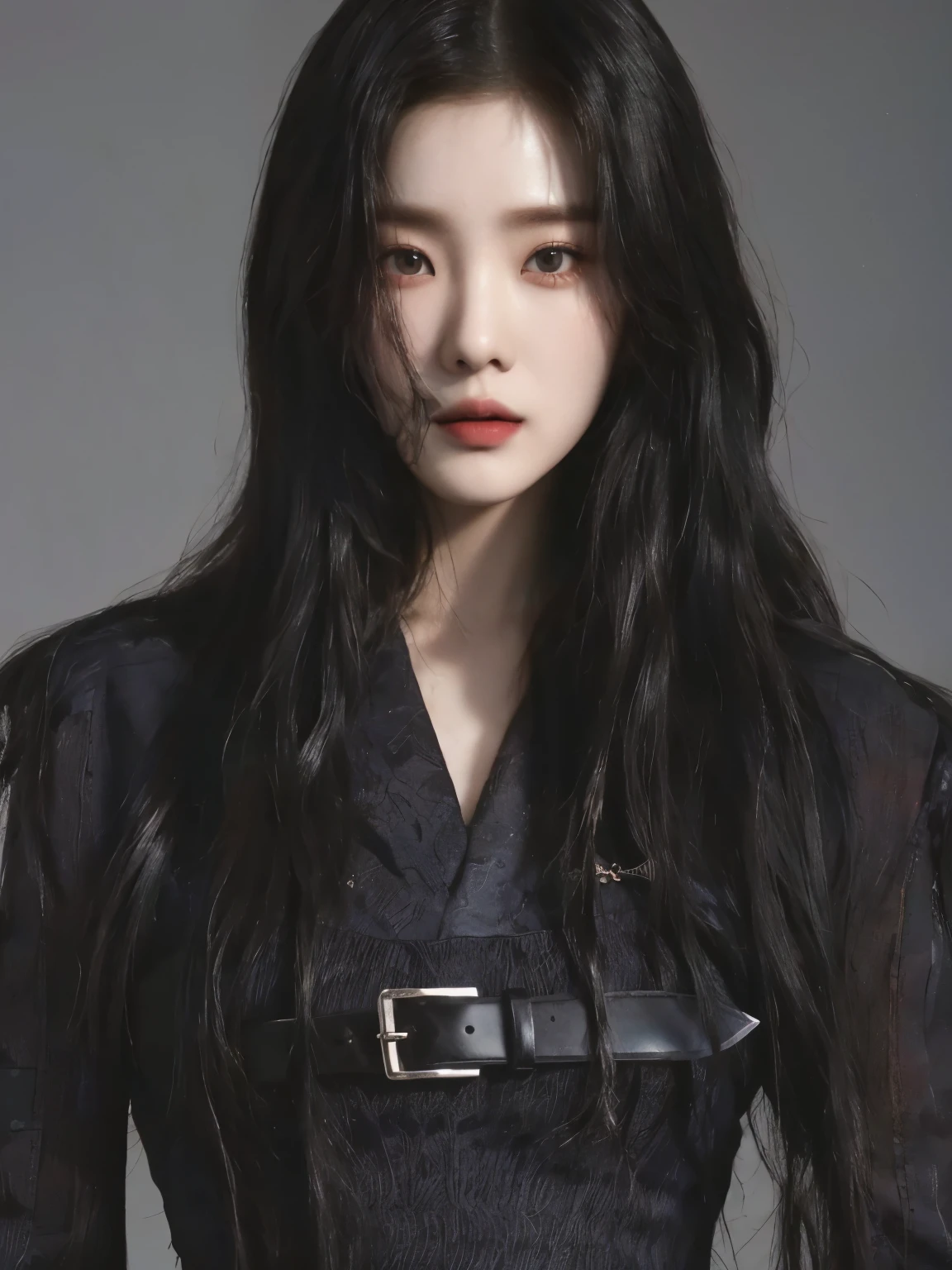 a close up of a woman with long black hair and a knife, iu lee ji-eun as a super villain, cruel korean goth girl, heonhwa choe, jinyoung shin, lee ji-eun, lee ji - eun, jaeyeon nam, sui ishida with black hair, seseon yoon, jiyun chae, portrait of jossi of blackpink