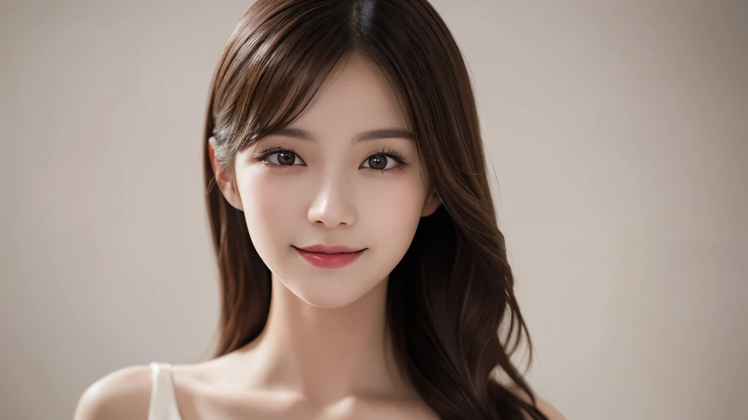 One Girl, (Dress in trendy fashion:1.2), (RAW Photos, highest quality), (Realistic, Photorealistic:1.4), Tabletop, Very delicate and beautiful, Very detailed, 2k wallpaper, wonderful, In detail, Very detailedな CG Unity 8K 壁紙, Very detailedな, High resolution, Soft Light, Beautiful detailed girl, looking at the camera、Very detailedな目と顔, Beautifully detailed nose, Beautiful fine details, Long Hair, small, Black Dress、White background、Background is white、Cinema Lighting, Perfect Anatomy, Slender body, smile, 
