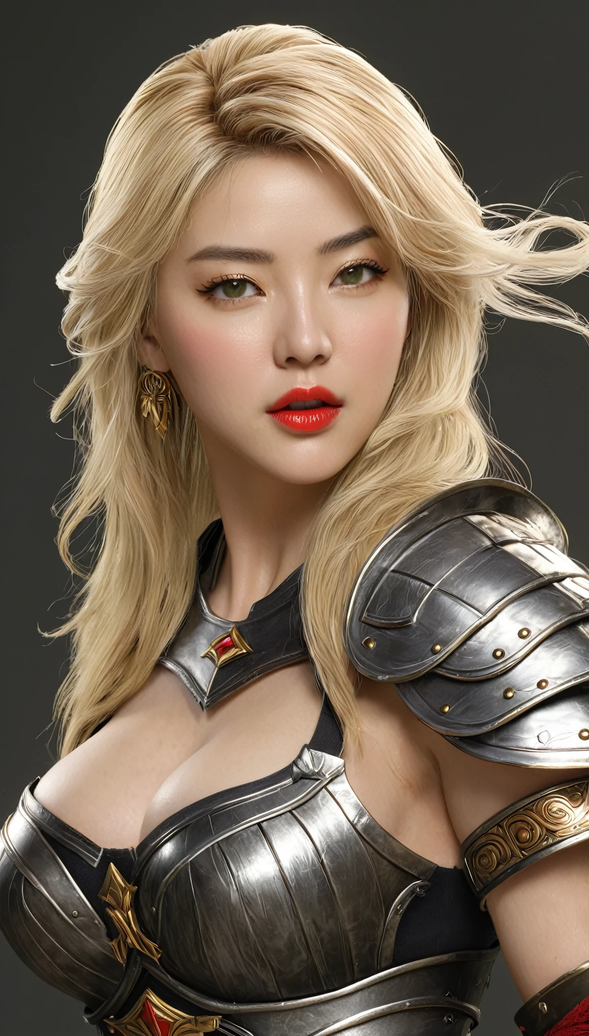 (((hyper real)))、(Amazon Female Warrior)、
Beautiful woman　High level image quality　High resolution　realistic　long styled hair　blonde mature、middle-aged women、((big big tits))　Fine skin texture、超High resolution、realistic、plump body shape、((Beautiful middle-aged woman))、beautiful expression 、fine green eyes、blonde hair、３５Amazon Female Warrior、big cleavage、big ass、bright red lips、(simple clothes)and(Wearing simple armor)、(i have a weapon)、, beautiful styled hair, highly detailed armpits, 