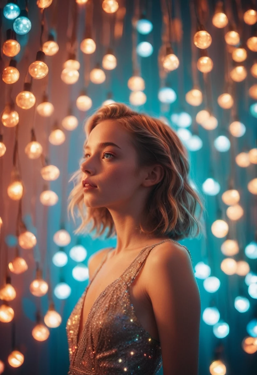 Idol, Stage lights, by Ryan McGinley and Brandon Woelfel, best quality, masterpiece, very aesthetic, perfect composition, intricate details, ultra-detailed