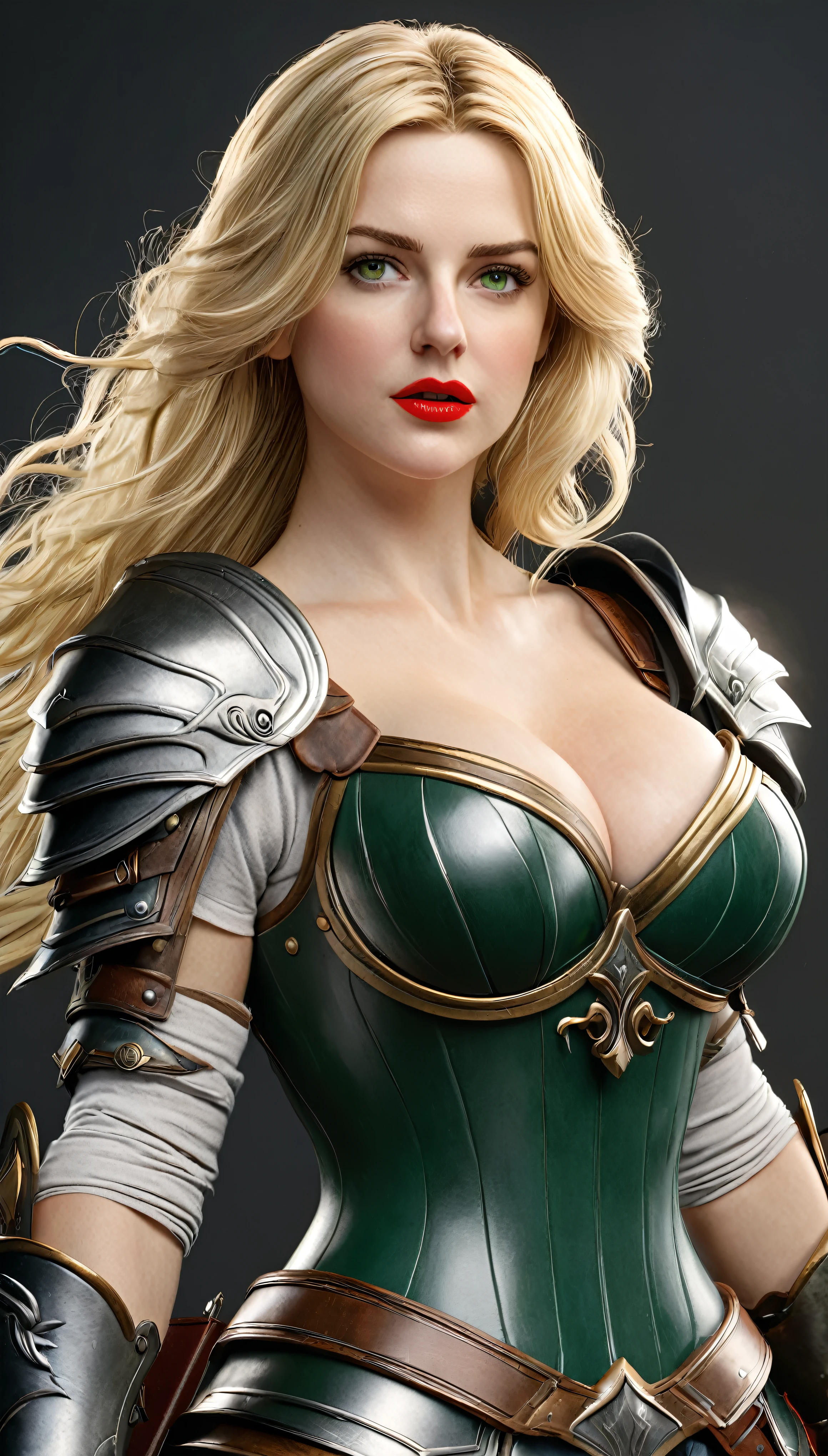 (((hyper real)))、(Amazon Female Warrior)、
Beautiful woman　High level image quality　High resolution　realistic　long styled hair　blonde mature、middle-aged women、((big big tits))　Fine skin texture、超High resolution、realistic、plump body shape、((Beautiful middle-aged woman))、beautiful expression 、fine green eyes、blonde hair、4５Amazon Female Warrior、big cleavage、big ass、bright red lips、(simple clothes)and(Wearing simple armor)、(i have a weapon)、, beautiful styled hair, highly detailed armpits, 