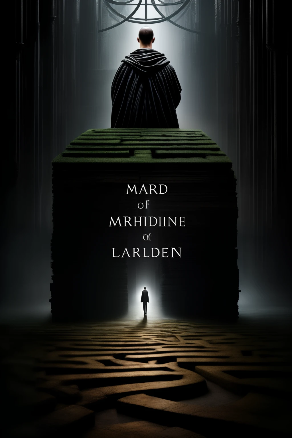 a simple book cover for an novel  which has the title of The Mind's Labyrinth: Crafting Professional 

need just a plain background with some head open with his brains out and in his brain their should be an imprint of Labyrinth, consisting of dark theme,