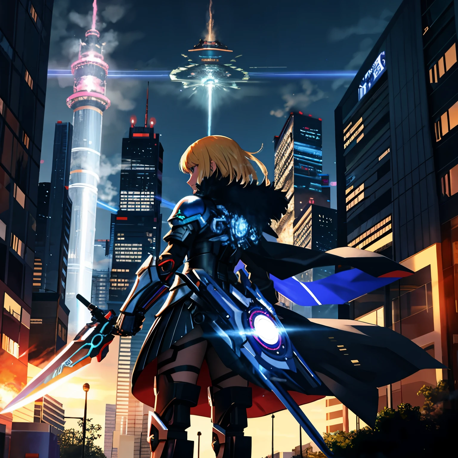 *Worldview*:
A world where **cyberpunk and cybersteam coexist**, blending futuristic technology with ancient magic.
BREAK
*Background Details*:
A cityscape mixing **skyscrapers with classic brick buildings**. Features flying vehicles, massive airships, and a three-dimensional traffic network. Cybernetic plants and animals blur the line between machinery and biology. People wear mechanical prosthetics and ornaments, and the night view is a fantastical scene with steam lit up between buildings. Steam and electricity are the main energy sources.
BREAK
*Shield Design Elements (Incorporating Energy Weaponry)*:
The shield's core houses an energy source. Slits and barrels along the edge allow for the firing of energy projectiles. While primarily defensive, the shield also functions as an energy weapon. The energy core and mechanisms emit blue and green light, producing pulses and beams when activated.
BREAK
*Image Quality*:
- Versatile: Golden ratio 1.2, drafting board 1.3
- Specialized: Absurd resolution, highest quality, photorealistic, hyper-real, and ultra-detailed illustrations
BREAK
*Quality*:
- Versatile: Ultra quality
- Specialized: Ultra quality with detailed art
BREAK
*Resolution*:
- Versatile: 8K, ultra-high resolution: 1.2
- Specialized: High resolution (HD, 4K, 8K, 16K), color bit depth of 24 bits, 48 bits
BREAK
Style:
Versatile white anime Barbie fused with biomechanical elements in a moe anime art style. The dress adopts a feminine style reminiscent of "Fate/Stay Night," suitable for desktop background with key art inspired by Kushaaru Krentz.
BREAK
Theme:
A fusion of anime and manga, equipped with the ultimate weapons, shield, and armor. The protagonist is a legendary warrior whose weapon is key to saving the world.
BREAK
Weapon Design Elements:
A longsword with a straight blade featuring a wavy design in the center. Made of high-quality steel, the hilt is wrapped in leather for a comfortable grip. A gemstone is embedded in the pomm