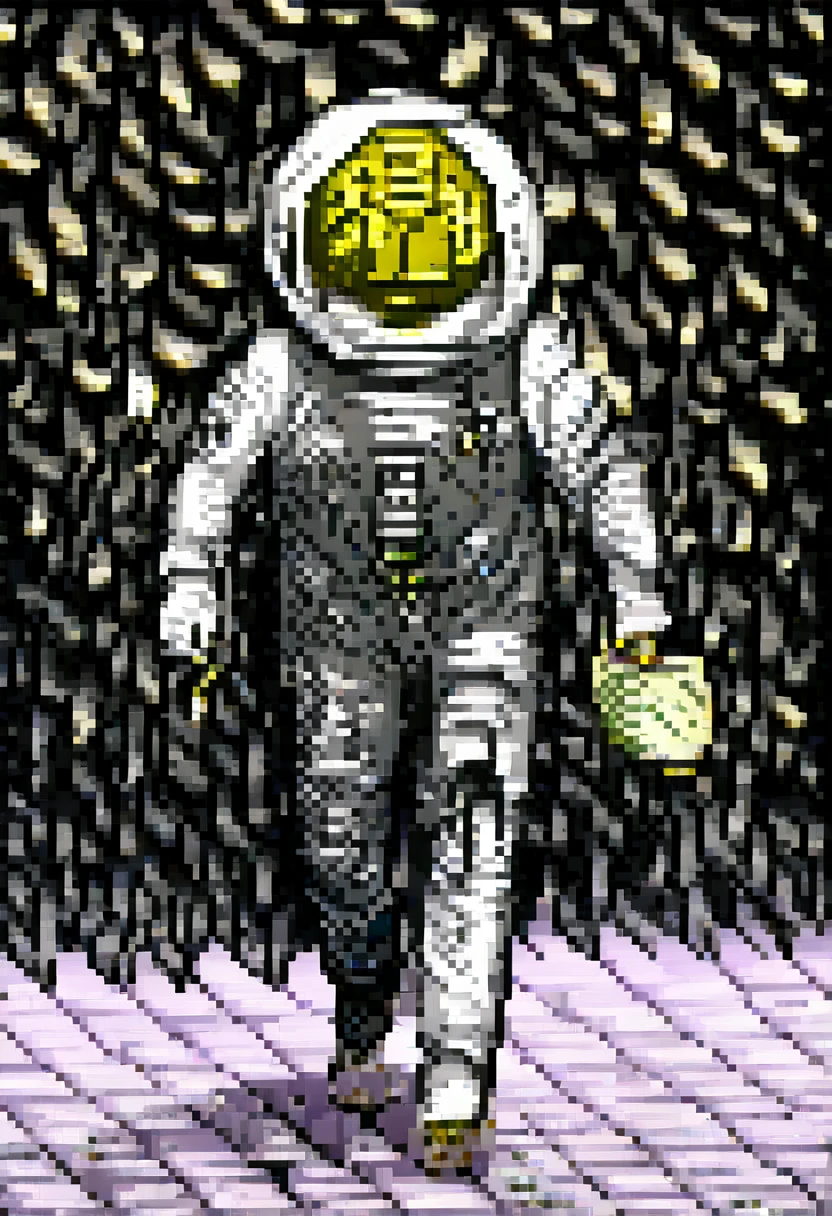 astronaut walking around the space with dollars flying around