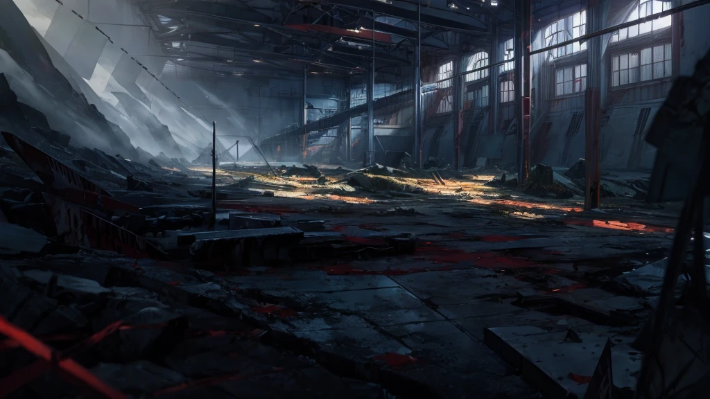 anime backgrounds hangar mountain of corpse and bloody floor