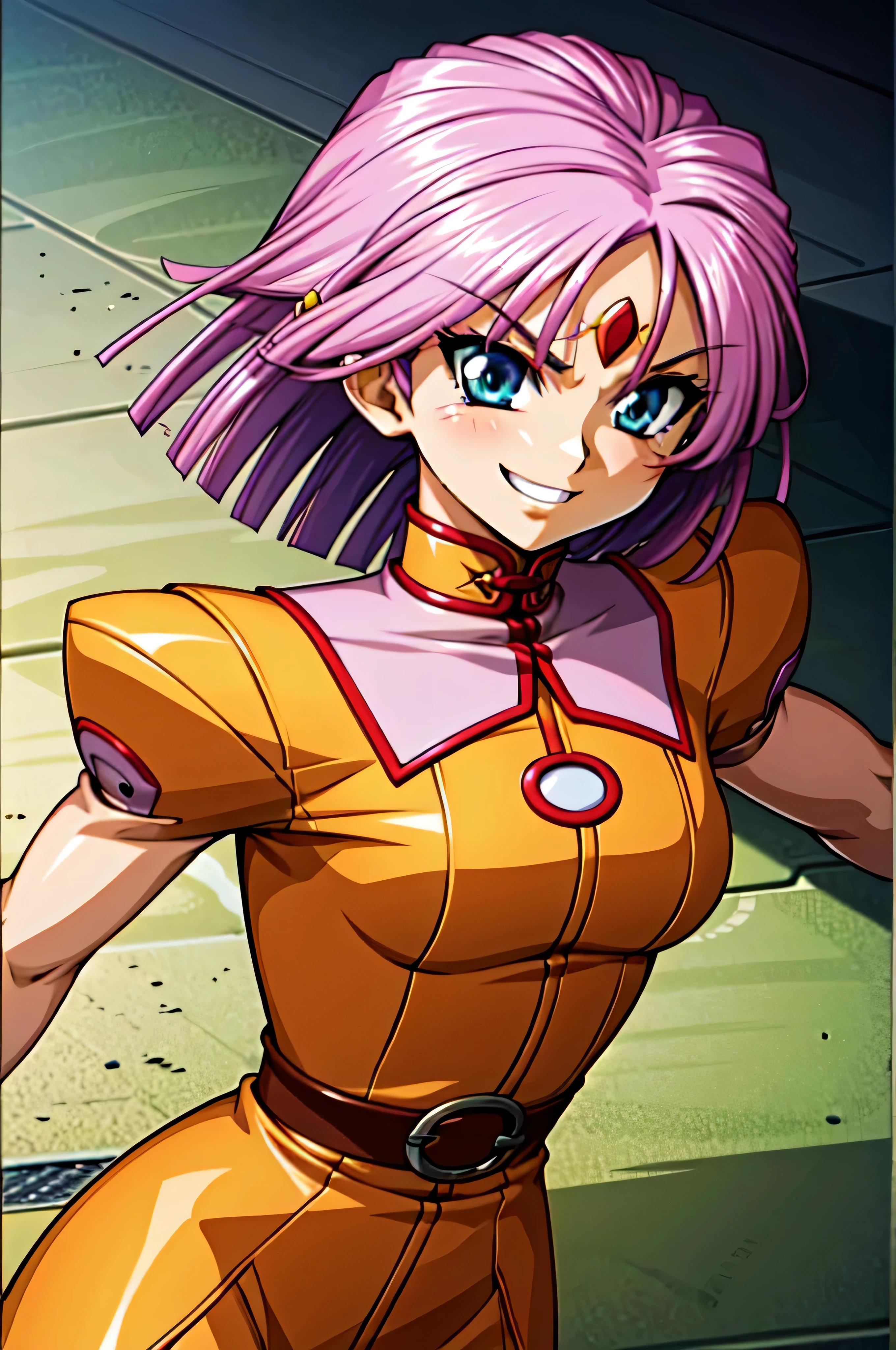(best_quality 4K, 8K, High resolution, Masterpiece: 1.2), ultra detailed),from_below,(anime_screencap),(1girl,solo),dynamic_angle,evil_smile,evil laugh,tis,shadeded_face,sadistic,bob short hair,