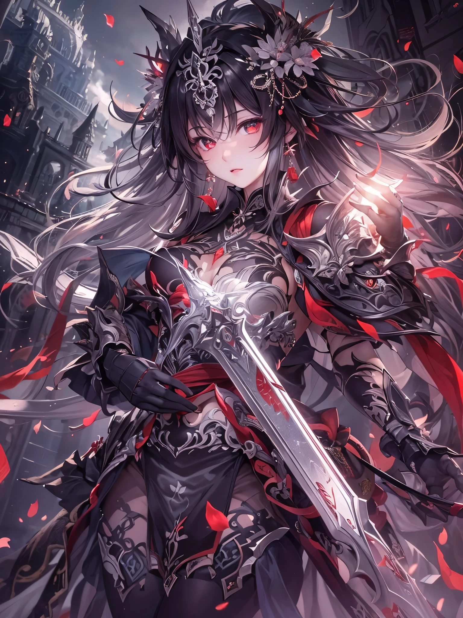((highest quality)),(Ultra-high resolution),(Super detailed new),(Detailed Description),((The best CG)),(A masterpiece),Ultra-detailed art,A wonderful new art form,(Art with precise detail:1.5), woman, fight, black, Red eyes