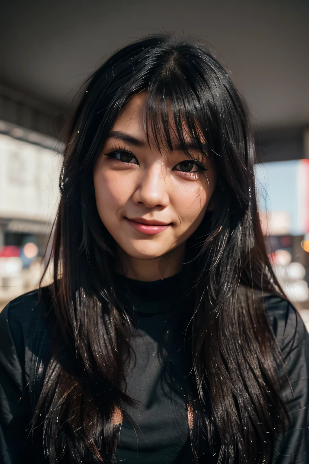 black long hair, wince, longeyelashes, light smile, ear blush, drop shadow, anaglyph, stereogram, tachi-e, pov, atmospheric perspective, 8k, super detail, ccurate, best quality