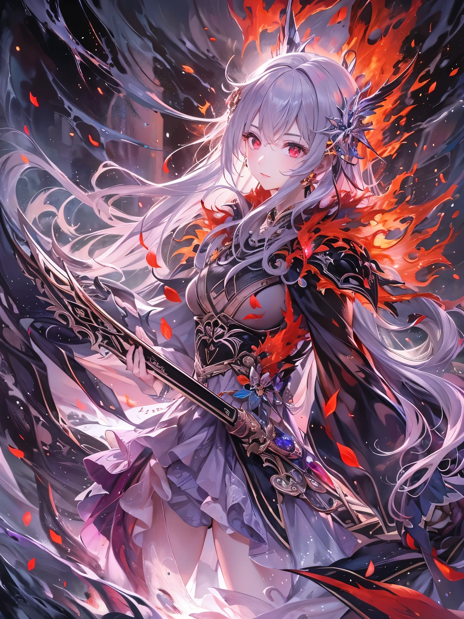 ((highest quality)),(Ultra-high resolution),(Super detailed new),(Detailed Description),((The best CG)),(A masterpiece),Ultra-detailed art,A wonderful new art form,(Art with precise detail:1.5), woman, fight, black, Red eyes