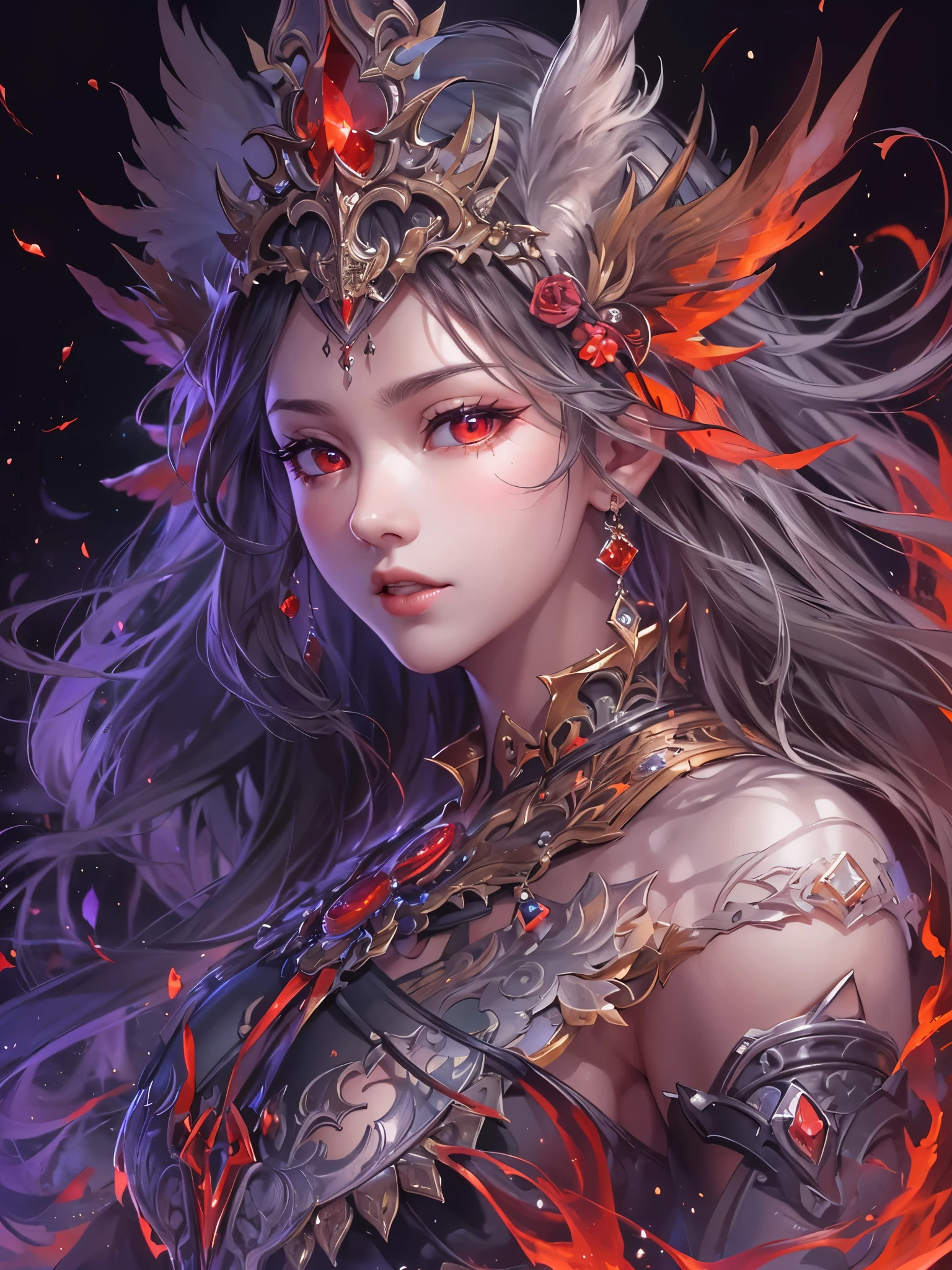 ((highest quality)),(Ultra-high resolution),(Super detailed new),(Detailed Description),((The best CG)),(A masterpiece),Ultra-detailed art,A wonderful new art form,(Art with precise detail:1.5), woman, fight, black, Red eyes