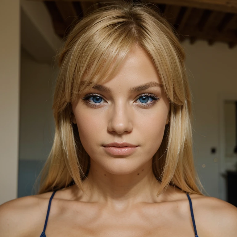 Femme blonde yeux bleu 