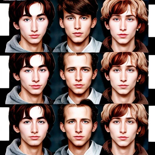 image with color a group of heartthrobs Abramowicz, focus on face in image with color.