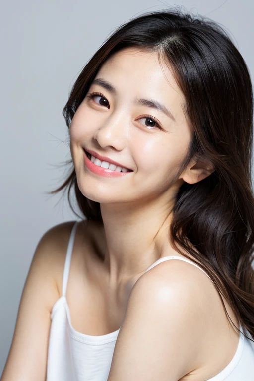 Authentic, top quality, high resolution, natural skin, portrait, Japanese woman, regular woman, smile, mature woman