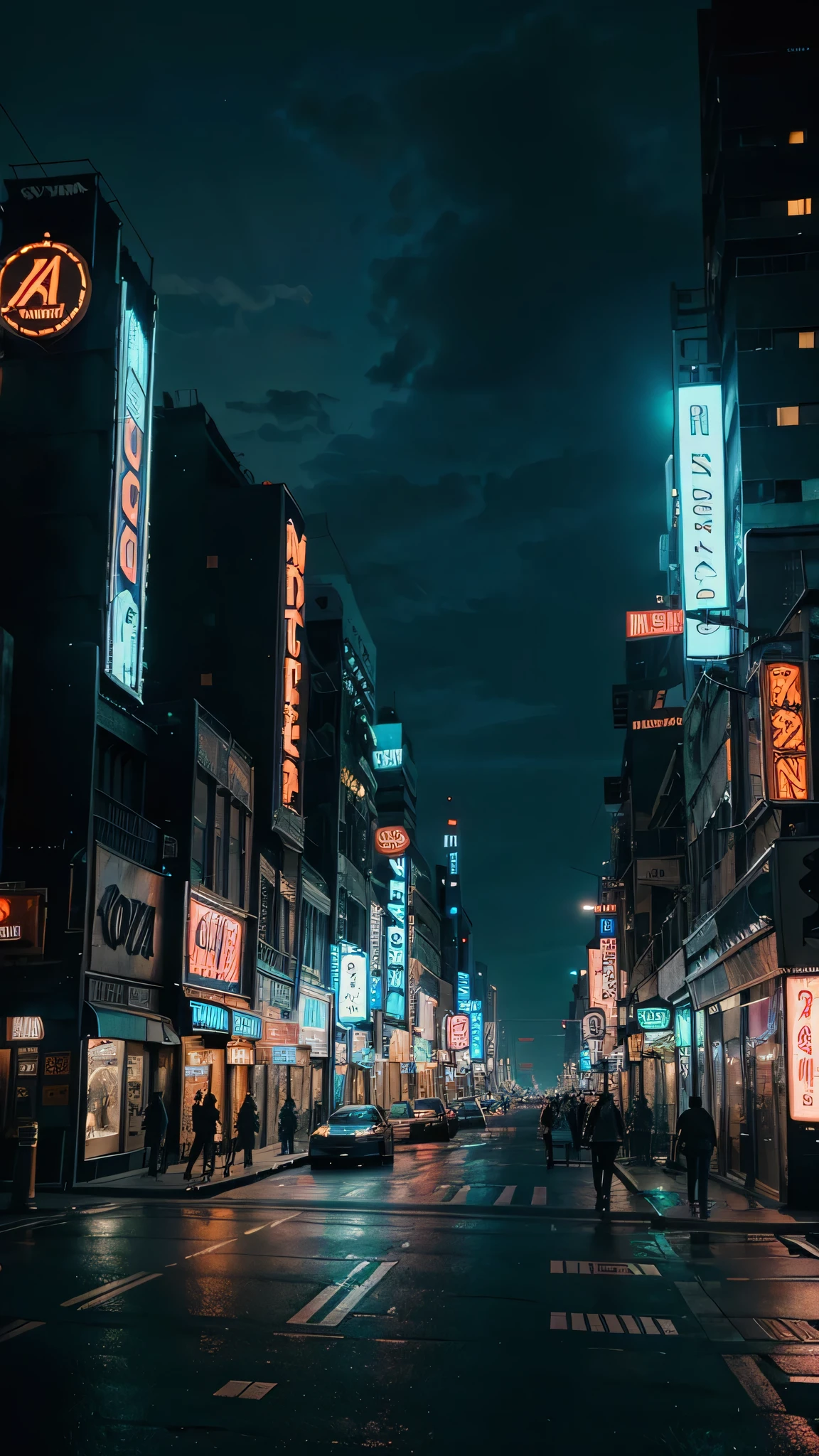 A very detailed image of a futuristic city, neon sign boards and amazing atmosphere.