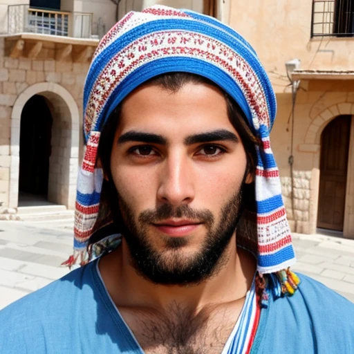 image with color a beautiful judaean man, focus on face in image with color.