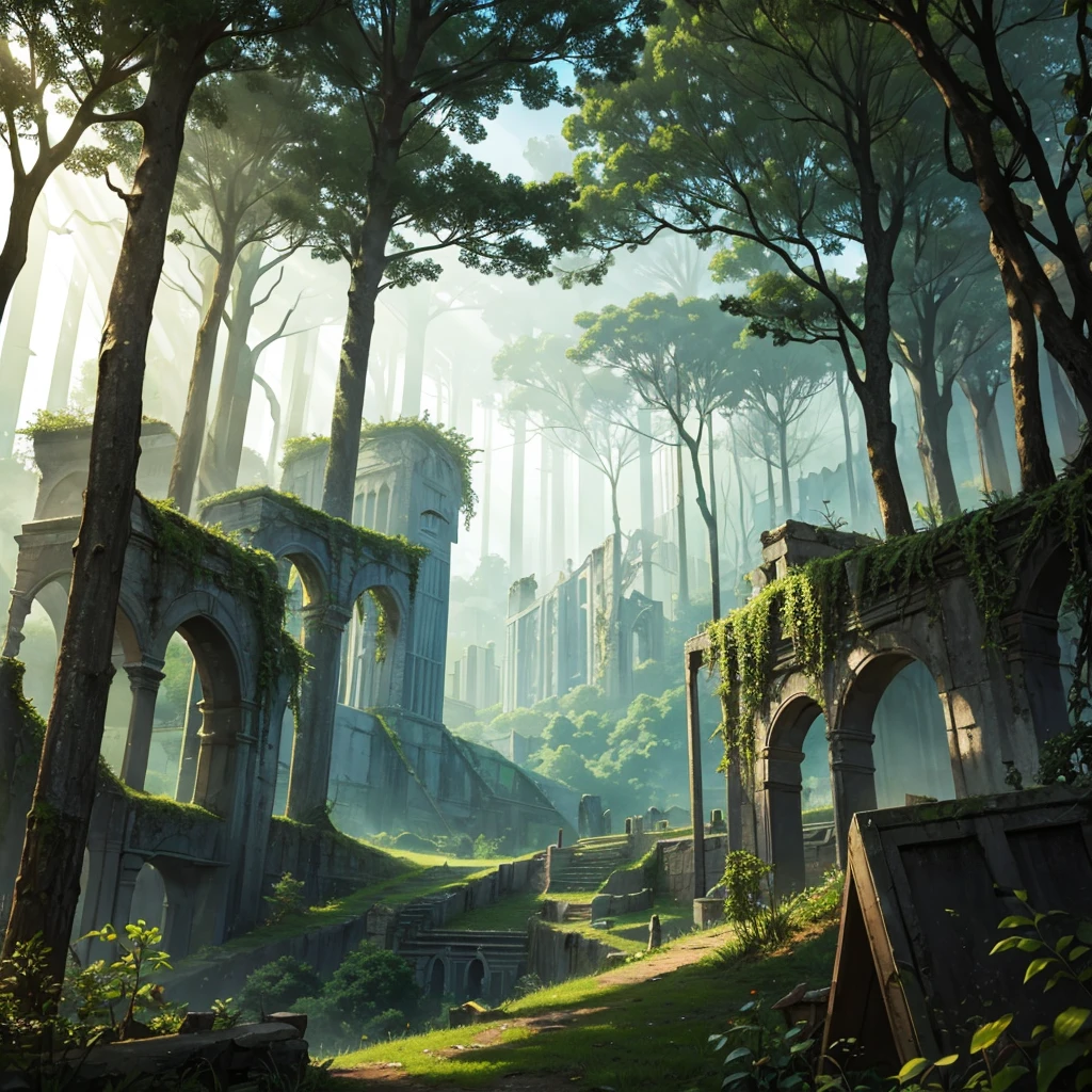 The ruins of a city in a wonderful forest