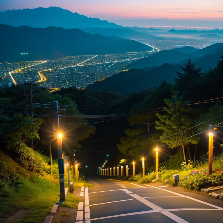 photograph, コノハヴィレッジ woodの葉ゲートウォール, cable, wood, Hokage Honzon on the mountaintop., flower, At dawn, pedestrian crossing, Nighttime Settings, City lights, Aurora