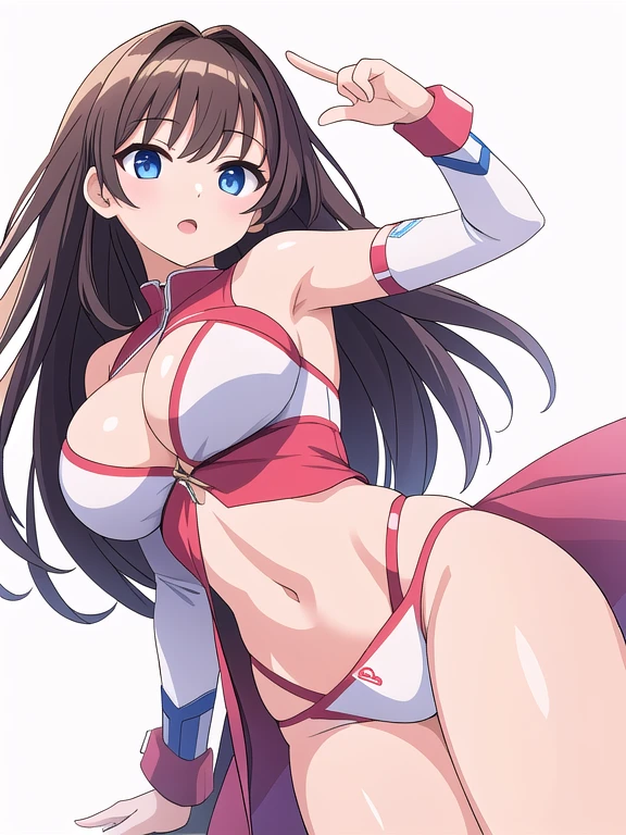 masterpiece, best quality, solo, sexy pose, ((white background)), large breasts, swimsuit, dutch angle,