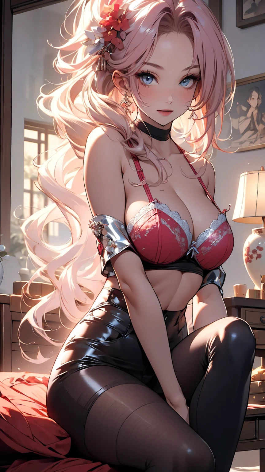 masterpiece,8K,high quality,full body:1.7,Clean blue eyes,open mouth,thin clothes,sadiscated smile,Very calm and gentle look,Huge bursting breasts,,very biggest breasts,Tight waist,shiny skin,sparking glow off-the-shoulder light pink lace lingerie,red bra, Cute 3D anime Chinese girl rendering,Long wavy shiny pink hair,Beautifully detailed body, Chinese Sexy Women,Wide-angle photography:1.6,chinese luxury buth-room,under-body in to the water buth,