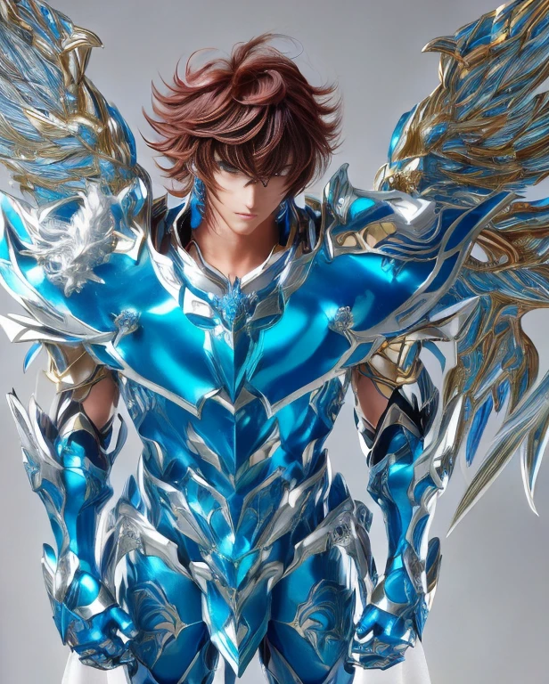 a boy with a blue suit, dragon inspired blue armor, inspired by Matsumura Goshun, greek god in mecha style, saint seiya, blue and ice silver color armor, inspired by Zoltan Boros, blue armor, inspired by Jean Xceron, inspired by Ikuo Hirayama, photo realistic 4k