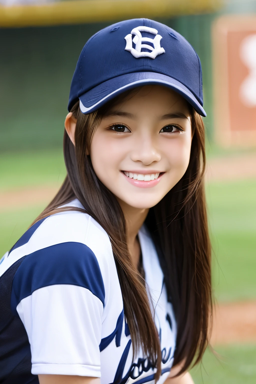 13 years old、Baseball hats、cute、Beautiful eyes、smile、Sparkling、shine、