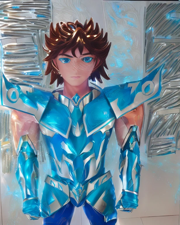 a boy with a blue suit, water inspired blue armor, inspired by Matsumura Goshun, greek god in mecha style, saint seiya, blue and ice silver color armor, inspired by Zoltan Boros, blue armor, inspired by Jean Xceron, inspired by Ikuo Hirayama, photo realistic 4k