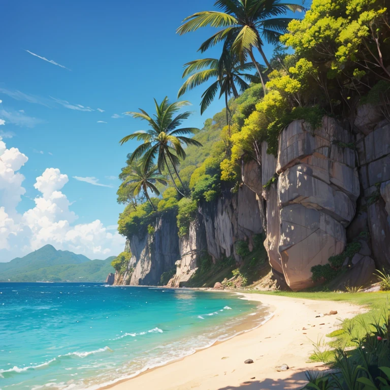 Paisaje con mucho sol en caricatura