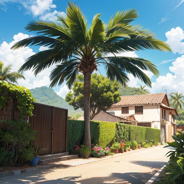 Paisaje con mucho sol en caricatura