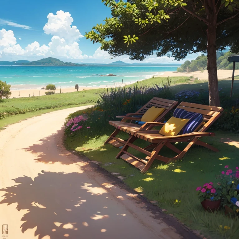 Paisaje con mucho sol en caricatura