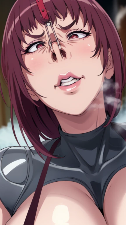 (High quality, Ultra detailed, best quality, insanely detailed, beautiful, masterpiece:1.5),(Ikuyo Hoshizora(Suite Pretty Cure♪) ),((Super super super huge breasts)),((Super super super big cleavage)),((Super super super super saggy breasts)),Bimbo face:1.5,Heavy makeup:1.5,Brown skin:1.5,Heavy makeup:1.5.Mature Woman:1.5,Middle-aged women:1.5,Pink twin-tailed hair:1.5),(Nose hook:1.2),(close up face),Accurate nostrils,(Nose Hook:1.5),(Facial Realism)超Swollen lips, Super thick lips, Kissing Face,, Glowing Skin,masterpiece, highest quality, naughty smile,(vapor:1.2), (Happy:1.4),(Ahegao:1.6),(Roll your eyes,1.6),(blowing foam through the mouth:1.2),(Attractive mature woman,Super strong super huge huge vulgar face:1.2),(Ahegao:1.8),(Roll your eyes:1.6),(Huge very angry face:1.6),(put on a mean look:1.8),(put on a mean look:1.8),masterpiece, highest quality,Super evil smile, blush, I breathe,Glowing Skin,highest quality, 8K, 32k, masterpiece, Detailed face, Lips Detail, Fine grain, double eyelid,Pink thick lips,Swollen lips,(Widening pig nostrils),(Super super super enlarged nostrils:1.5),Iris,View from above,(Cyborg Mecha Monster Suit:1.5),(face focus,close up face),(Exact nose count,Accurate nostrils,I can see the back of his nostrils),(Look up,Fisheye,Looking from above,Looking down on someone,Saucy),Realistic depiction of the entire face,(Ugly face:1.5,Stinky face:1.5),(long nostril hairs:1.5,hairs of the nose,Nose fair),