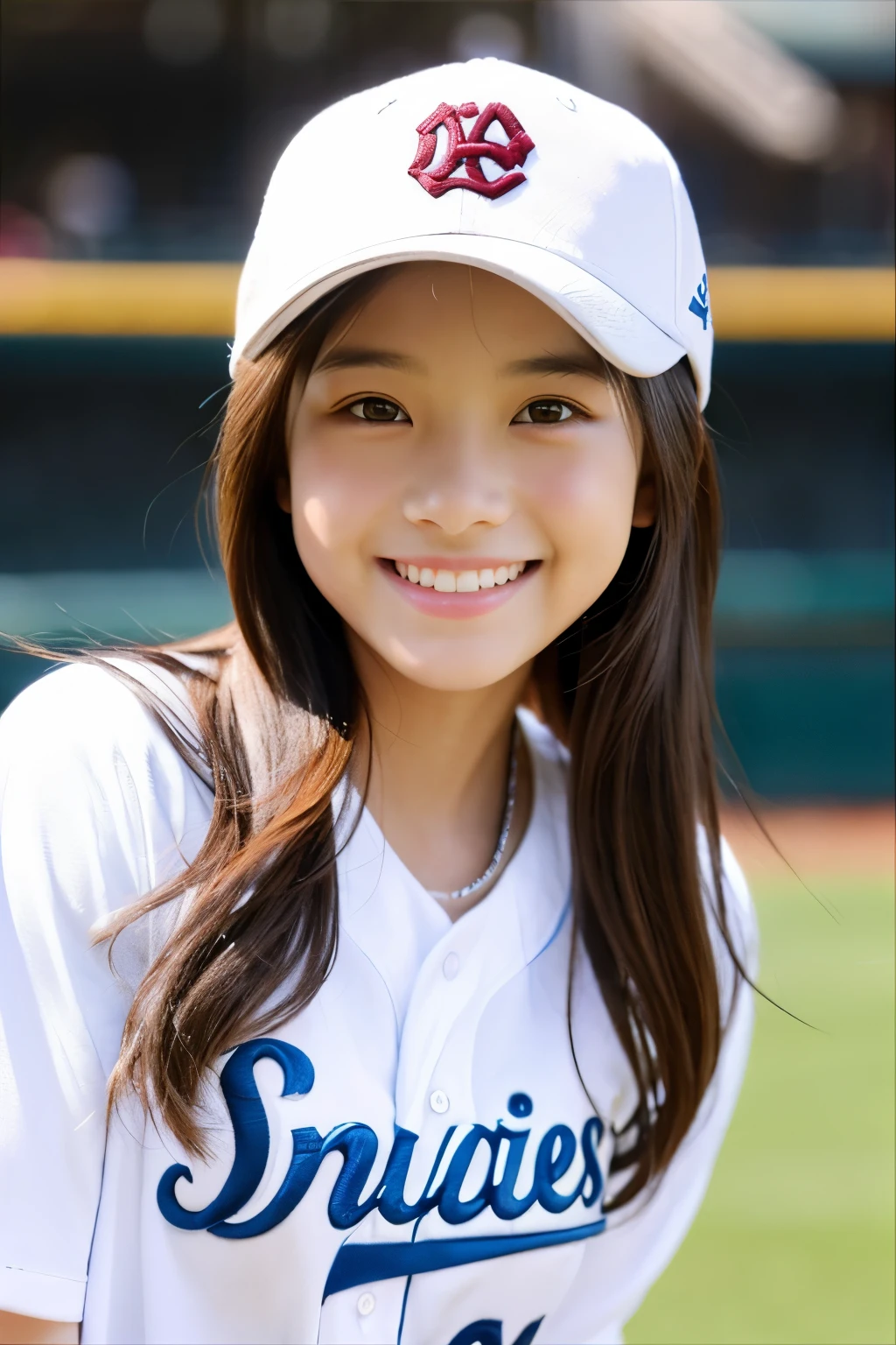 13 years old、Baseball hats、cute、Beautiful eyes、smile、Sparkling、shine、