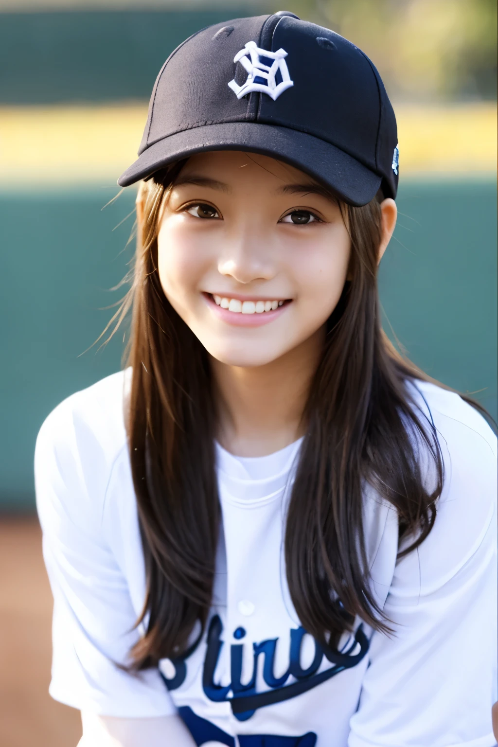 13 years old、Baseball hats、cute、Beautiful eyes、smile、Sparkling、shine、