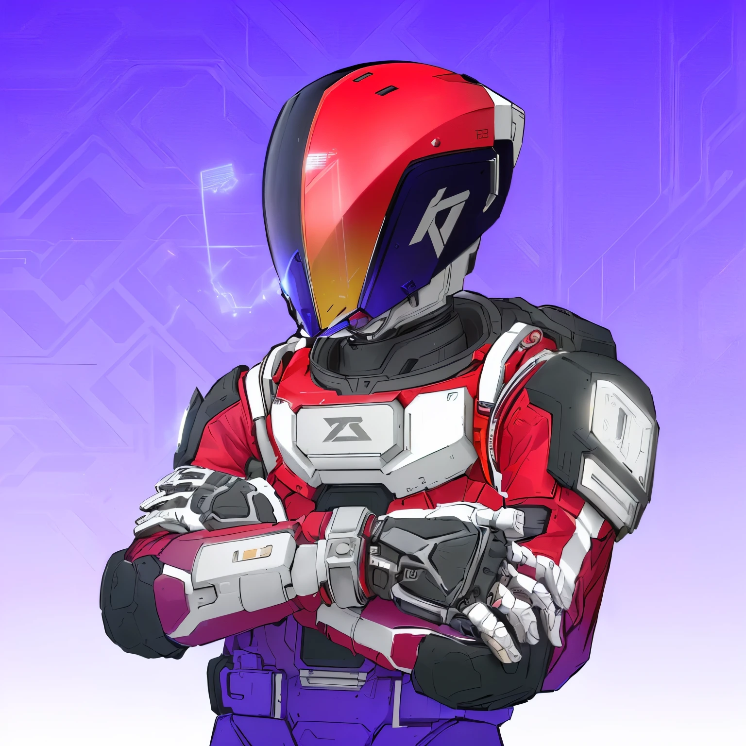 a close up of a person in a red and white suit, with futuristic gear and helmet, destiny fanart, vibrant fan art, fourze, kamen rider character, highly detailed exquisite fanart, tokusatsu suit vaporwave, portrait of a space cyborg, jett from valorant, destiny art, high-tech red armor, official character illustration, varia suit
