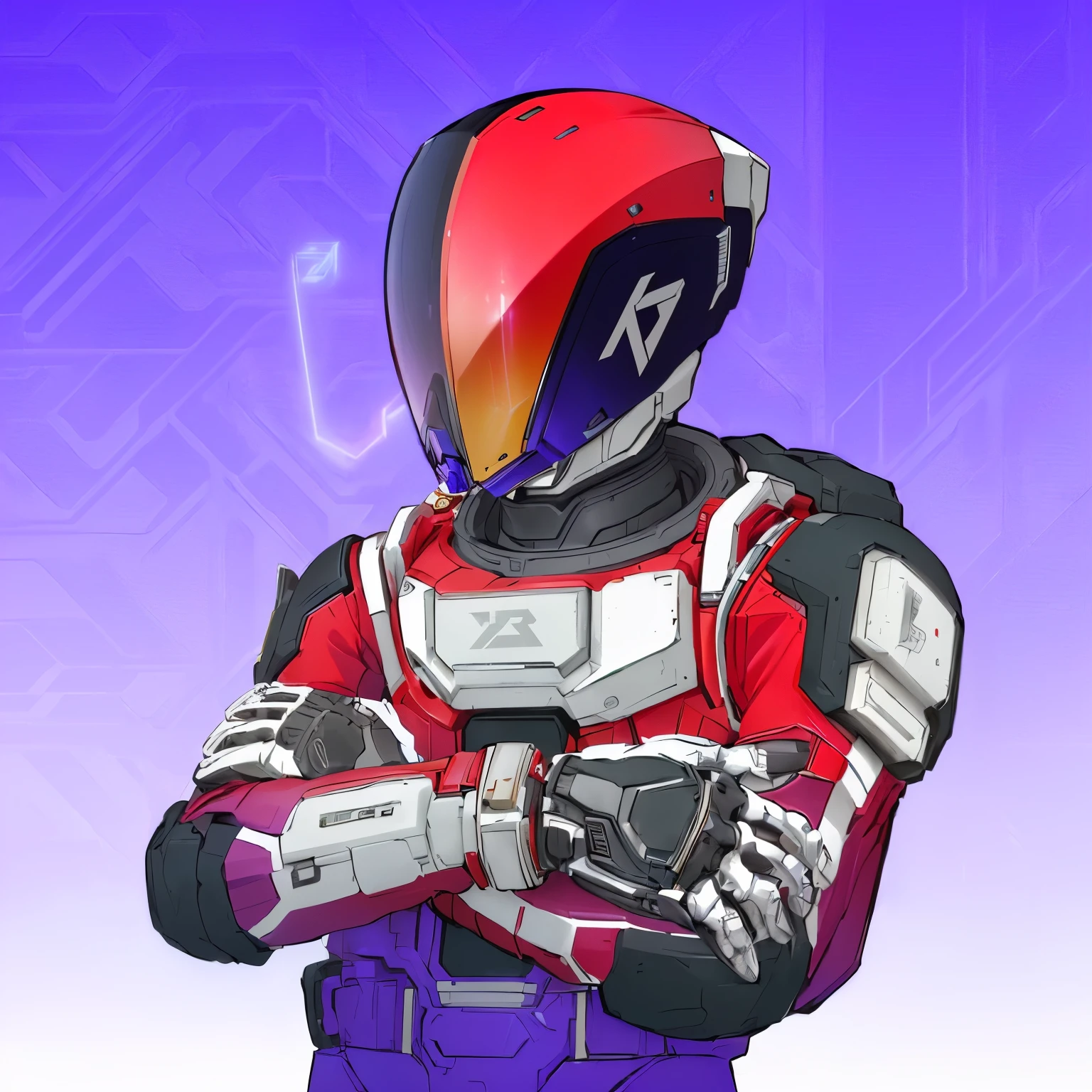 a close up of a person in a red and white suit, with futuristic gear and helmet, destiny fanart, vibrant fan art, fourze, kamen rider character, highly detailed exquisite fanart, tokusatsu suit vaporwave, portrait of a space cyborg, jett from valorant, destiny art, high-tech red armor, official character illustration, varia suit
