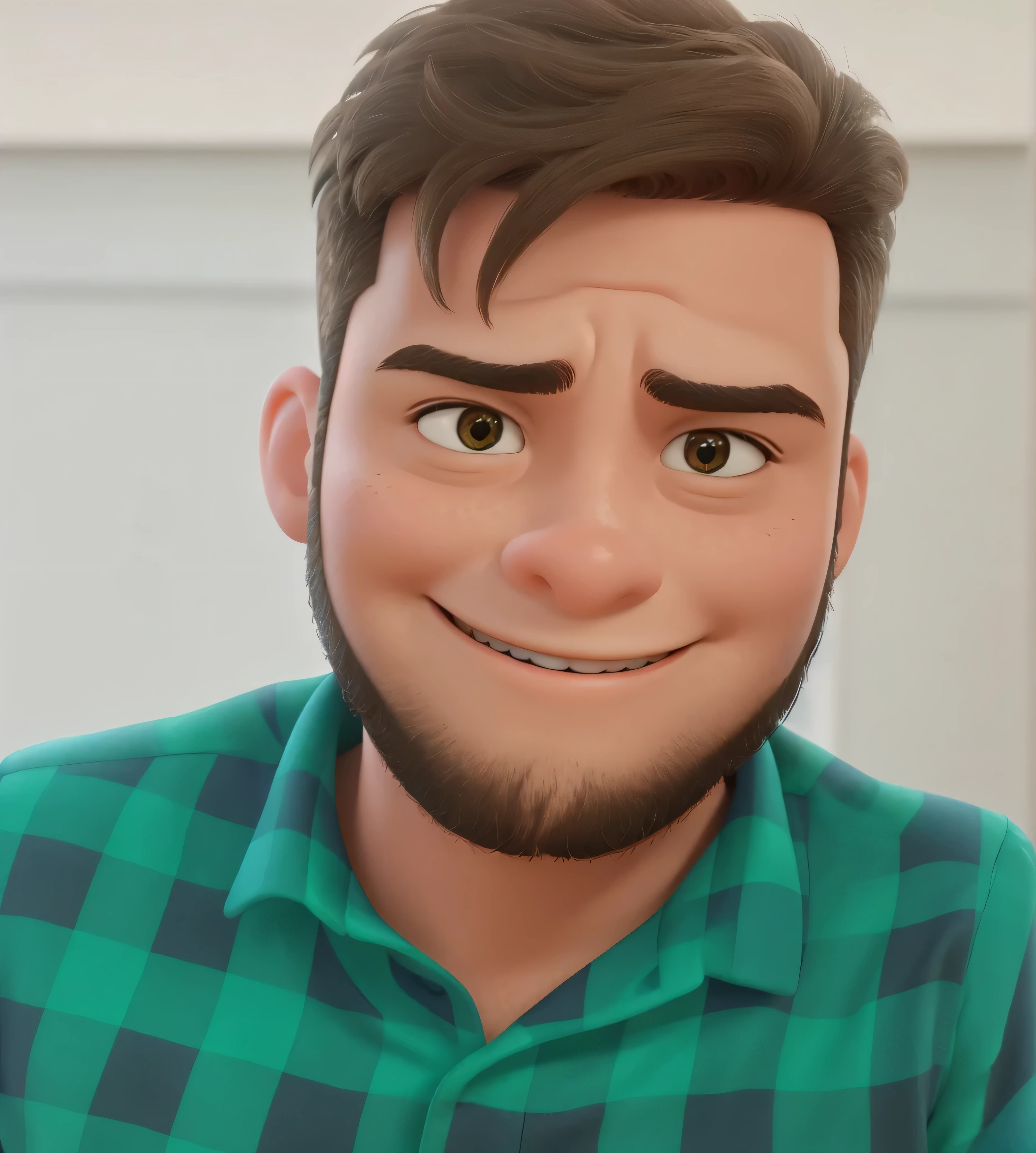cheerful pharmacist, feliz com sorriso grande estilo pixar