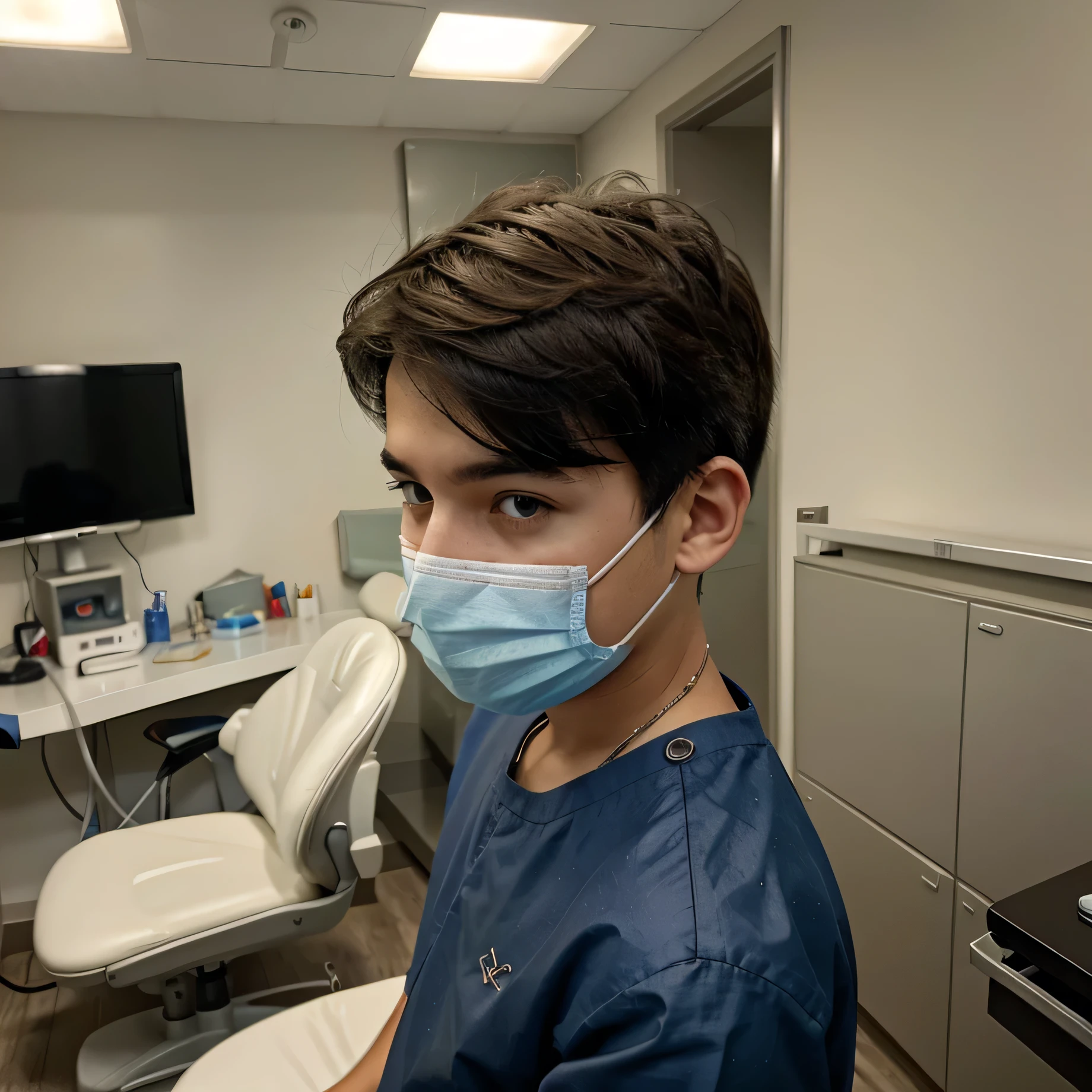 A boy.in dentist room.adentist.