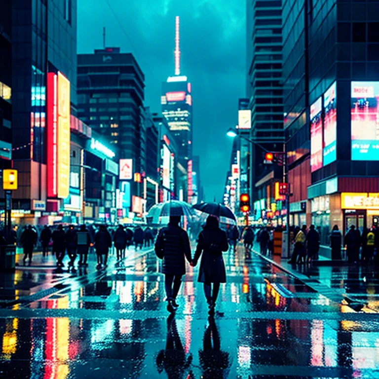 Night cityscape with people walking in the rain, in a futuristic Cyberpunk City, Futuristic city路, in Cyberpunk City, Cyberpunk City street, Futuristic city, hyper realistic Cyberpunk City, sci-fi Cyberpunk City street, rainy Cyberpunk City, in a Cyberpunk City, cyberpunk in a Cyberpunk City, beautiful Cyberpunk City, futuristic Cyberpunk City, Cyberpunk City, at an Cyberpunk City