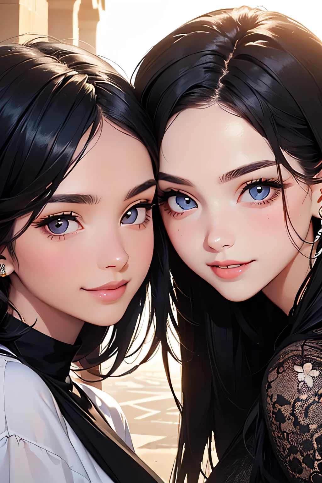 highest quality、High resolution、Detailed Background、(Beautiful face in every detail:1.4)、Anatomically correct、(Detailed facial expressions)、(Detailed eyes:1.2)、(Detailed eyes:1.2)、Beautiful women in their 20s、(Highly detailed face:1.4)、Brightly colored hair、well-groomed eyebrows、Cute Eye Makeup、Cute Lip Makeup、Cute clothes with little exposure、

(Two beautiful women smiling broadly while sightseeing in Dubai, with a famous spot in the background:1.5)、

Dubai is a world-famous tourist destination with many attractive spots.、
The Dubai Mall（Dubai Mall）：The world&#39;s largest shopping mall with plenty of shopping and restaurants、There are plenty of movie theaters and、The mall also has entertainment facilities such as an aquarium and an ice skating rink.