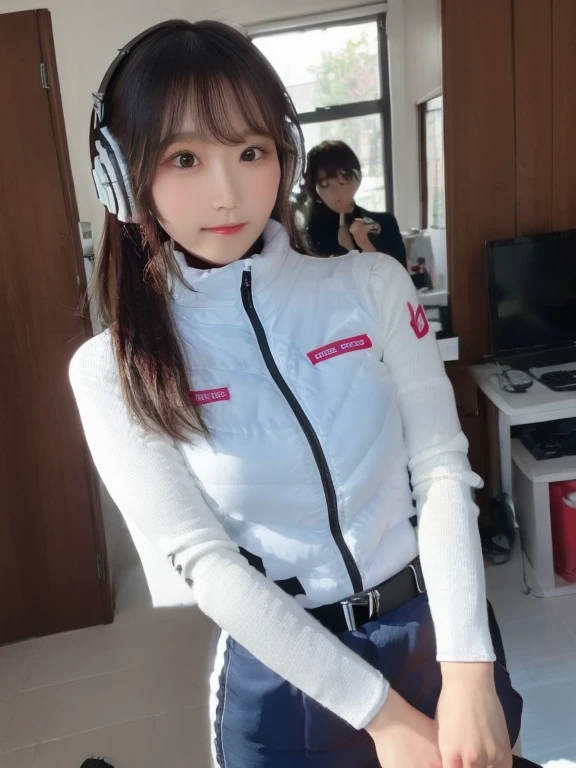 ((Detailed face, Professional photography)),
Ultra-high resolution, (Realistic: 1.4), RAW Photos, highest quality, (PhotoRealistic Stick), concentrate, Soft Light,masterpiece, highest quality, Very detailed, 8K,
BREAK
(arms behind back):5,(arms up behind):1,
(black sleeves):10,(black long tightfit sleeves)
BREAK
(headphone):10
(metallic gray astrovest),
(metallic luster mirror finish astrovest):2,belt,
BREAK
blush:3,smile,look at viewer,(Blunt bangs),(black hair):2,(long hair):1.3
(drooping eyes),(Young Face),
BREAK
Portrait,(solo),1girl,(Caucasian):10,(android girl):1.4,Plump:0.7,
((25 years old)), ((Japanese)),
BREAK
(hidden hand):10,
BREAK
(Written boundary depth,futuristic space station,,space station,Bomi,neotech,bing_astronaut