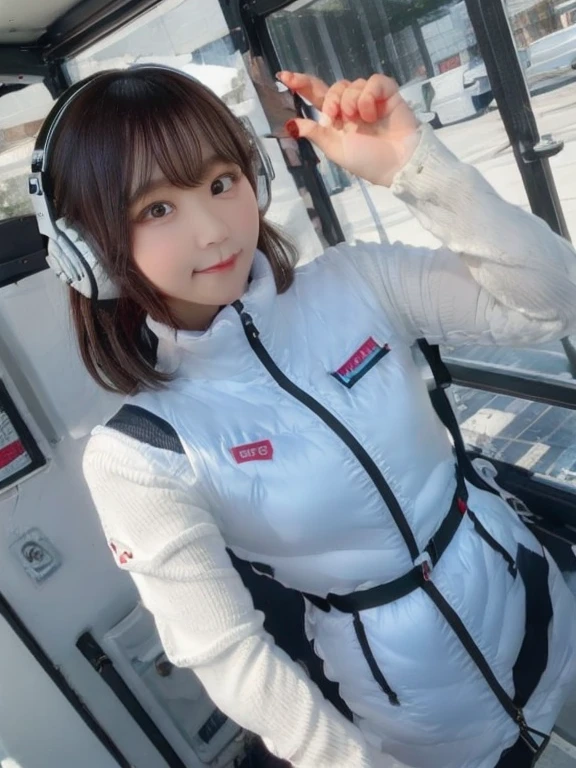 ((Detailed face, Professional photography)),
Ultra-high resolution, (Realistic: 1.4), RAW Photos, highest quality, (PhotoRealistic Stick), concentrate, Soft Light,masterpiece, highest quality, Very detailed, 8K,
BREAK
(arms behind back):5,(arms up behind):1,
(black sleeves):10,(black long tightfit sleeves)
BREAK
(headphone):10
(metallic gray astrovest),
(metallic luster mirror finish astrovest):2,belt,
BREAK
blush:3,smile,look at viewer,(Blunt bangs),(black hair):2,(long hair):1.3
(drooping eyes),(Young Face),
BREAK
Portrait,(solo),1girl,(Caucasian):10,(android girl):1.4,Plump:0.7,
((25 years old)), ((Japanese)),
BREAK
(hidden hand):10,
BREAK
(Written boundary depth,futuristic space station,,space station,Bomi,neotech,bing_astronaut